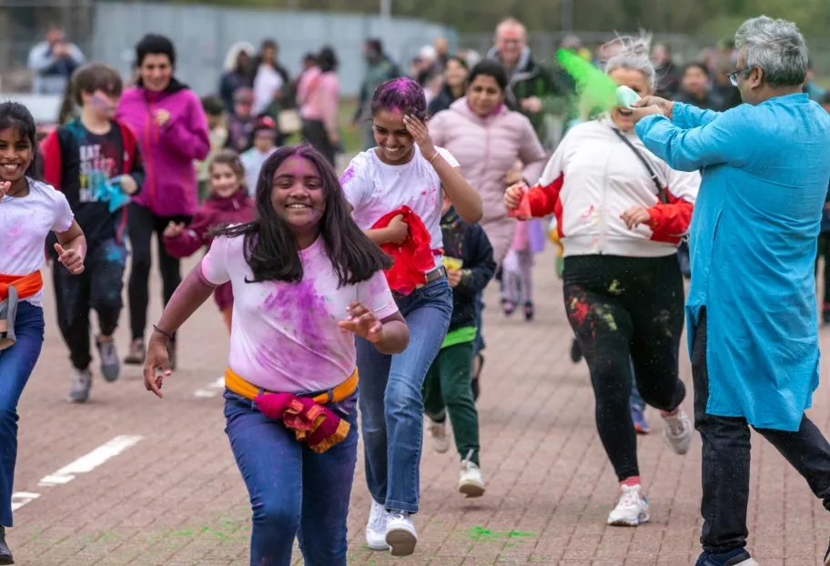 Enjoying the Holi festival celebrations at Waterbeach