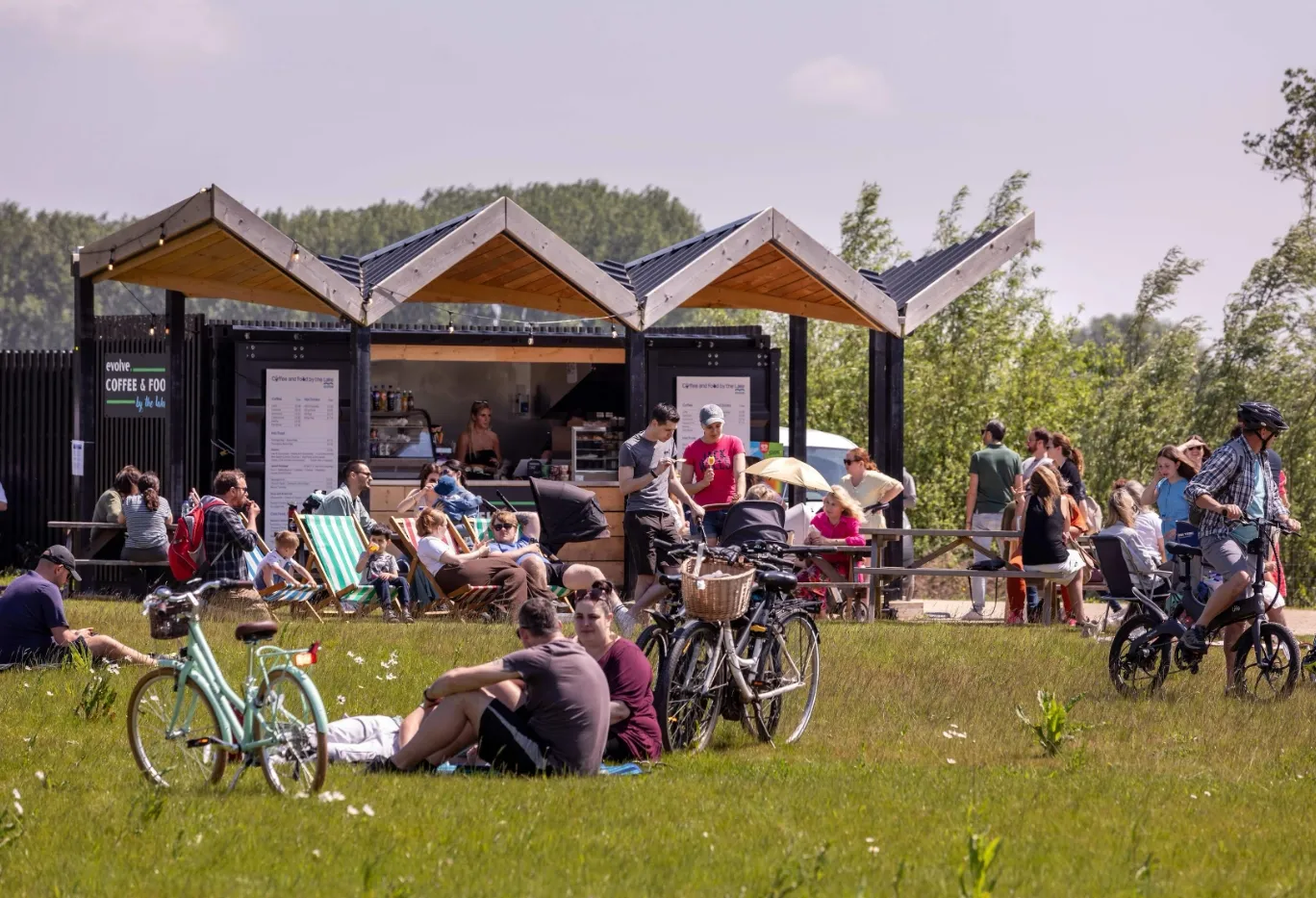 people enjoying coffee at Waterbeach lake