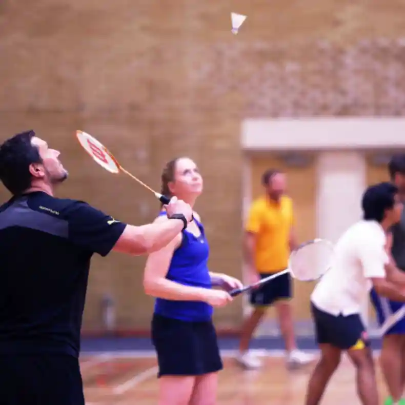 People playing badminton